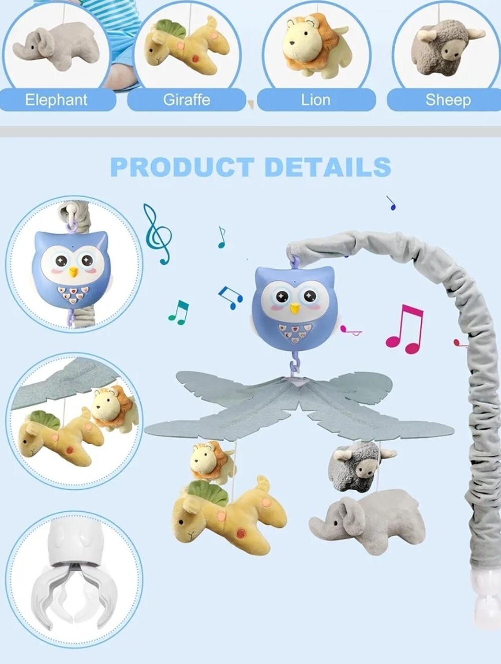 Musical Mobile with Plush Animal Friends